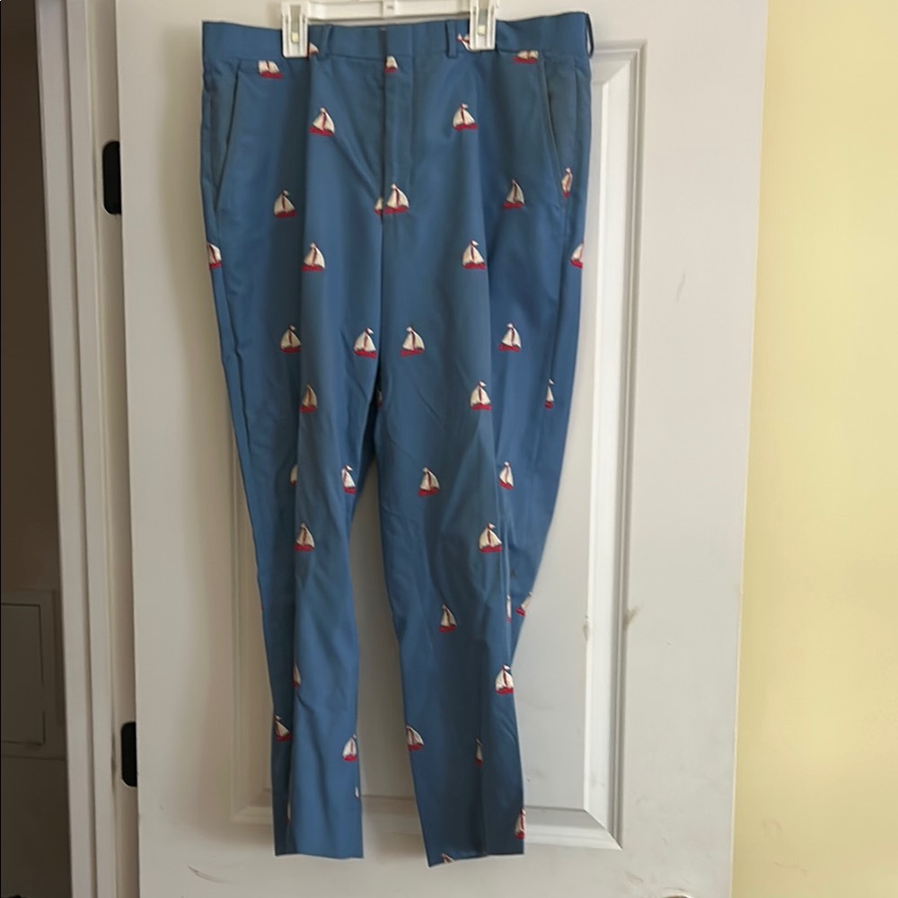 Blue Sailboat Print Men's Pants